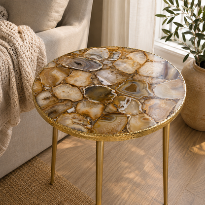 Golden Agate Round Side Table