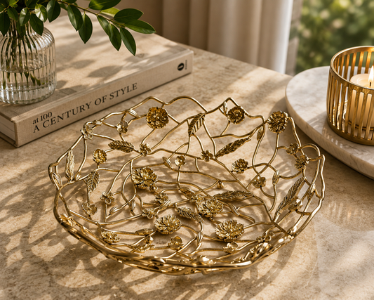 Blossom Weave Metal Fruit Basket