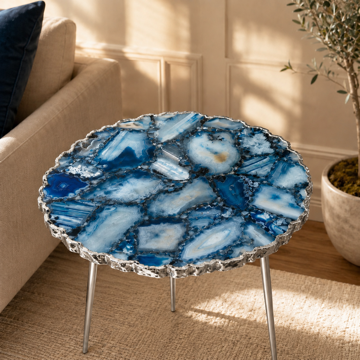 Blue Agate Round Side Table