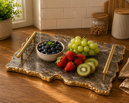 Large Smoky Grey Agate Organic Edge Tray