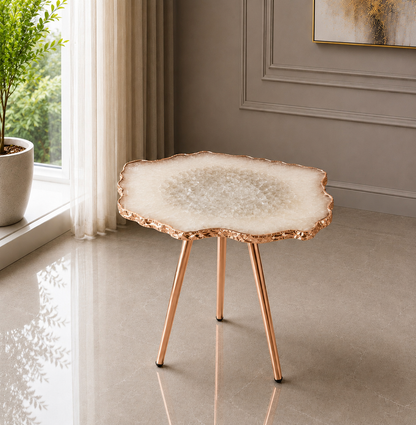 Small White Agate Organic Edge Side Table