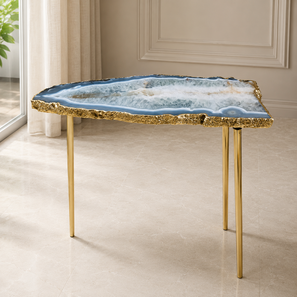 Large Grey Agate Organic Edge Side Table