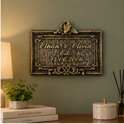 Personalised Family Name Plate – Brass Established Sign