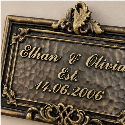 Personalised Family Name Plate – Brass Established Sign