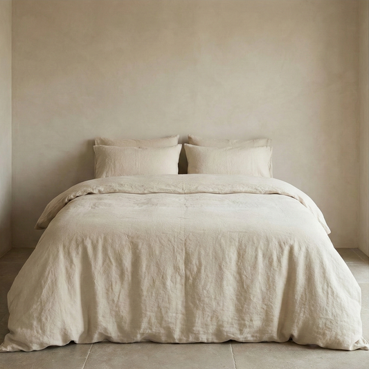 Linen Cotton Mix Duvet Set | 3 Piece Duvet Cover Set | Pre-washed