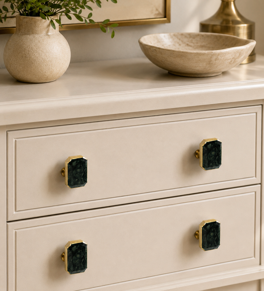 Black Obsidian Cabinet Knobs - Set of 4