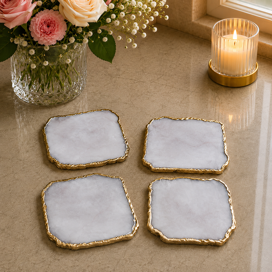 White Agate Coasters – Set of 4