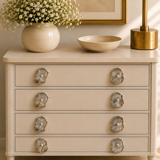 Clear Quartz Cabinet Pulls - Set of 6