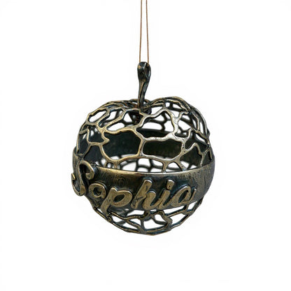 Personalised Apple christmas ornament | antique finish metallic bauble | set of 2 or 4