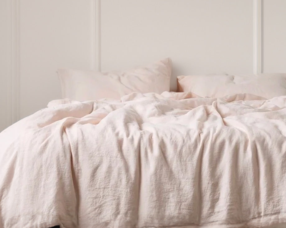 Baby Pink - 100% Pure Linen | Linen Cotton Mix | 3 Piece Duvet Cover Set | 4 Piece Sheet Set | Handmade | Pre-washed | Soft