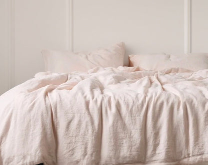 Baby Pink - 100% Pure Linen | Linen Cotton Mix | 3 Piece Duvet Cover Set | 4 Piece Sheet Set | Handmade | Pre-washed | Soft