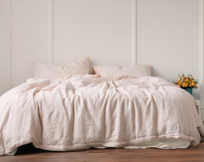 Baby Pink - 100% Pure Linen | Linen Cotton Mix | 3 Piece Duvet Cover Set | 4 Piece Sheet Set | Handmade | Pre-washed | Soft