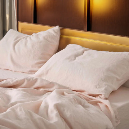 Baby Pink - 100% Pure Linen | Linen Cotton Mix | 3 Piece Duvet Cover Set | 4 Piece Sheet Set | Handmade | Pre-washed | Soft