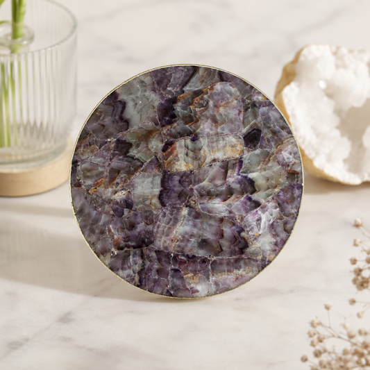 Amethyst Agate Lazy Susan — Turntable Centrepiece — finish options, gold, silver, rose gold