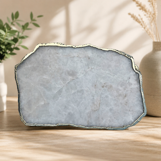 White Agate Cheese Platter – finish options, gold, silver, rose gold