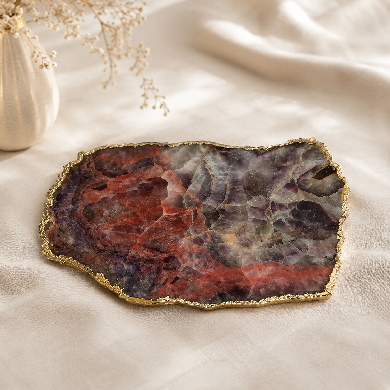 Amethyst Agate Cheese Platter – finish options, gold, silver, rose gold