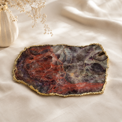 Amethyst Agate Cheese Platter – finish options, gold, silver, rose gold
