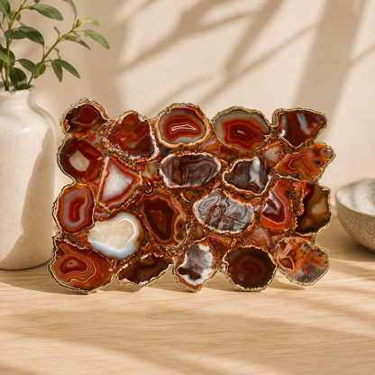Red Agate Cheese Platter – finish options, gold, silver, rose gold