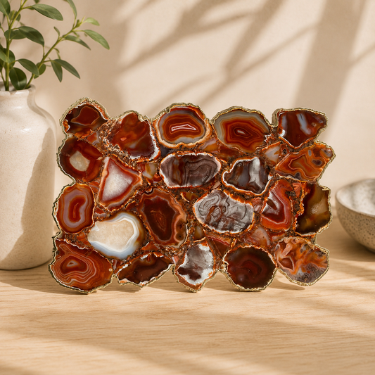 Red Agate Cheese Platter – finish options, gold, silver, rose gold