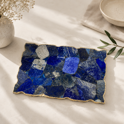 Lapis Lazuli Cheese Platter – finish options, gold, silver, rose gold