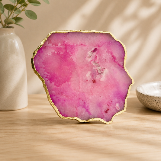 Pink Agate Cheese Platter – finish options, gold, silver, rose gold