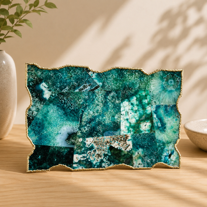 Composite Green Agate Cheese Platter – finish options, gold, silver, rose gold