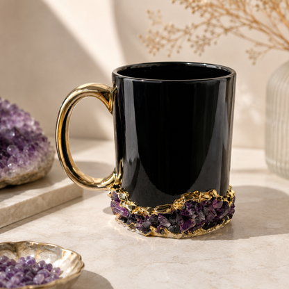 Crystal Base Ring Mug | White & Gold | 13oz