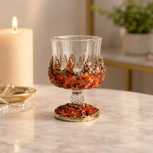 Red Agate Crystal Wine Chalice – finish options, gold, silver, rose gold