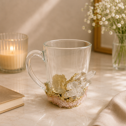 Clear Quartz & Rose Quartz Glass Mugs | 11 oz