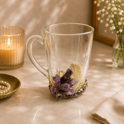 Amethyst Crystal Glass Mugs – 11 oz — finish options, gold, silver, rose gold