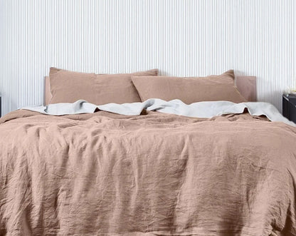 Chestnut - 100% Pure Linen | Linen Cotton Mix | 3 Piece Duvet Cover Set | 4 Piece Sheet Set | Handmade | Pre-washed | Soft