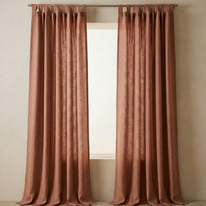 Viscose Linen Tab Top Curtain Panel – Light Filtering Semi Sheer Soft Viscose Linen Curtains (Single Panel)
