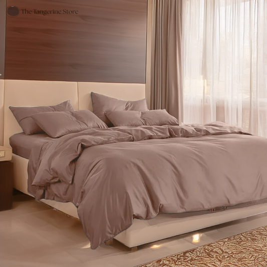 Clay - Cotton Sateen 3 Piece Duvet Cover Set | 4 Piece Sheet Set | Pre-washed | 400 TC Cotton Sateen | Ultra Soft | Luxury Bedding