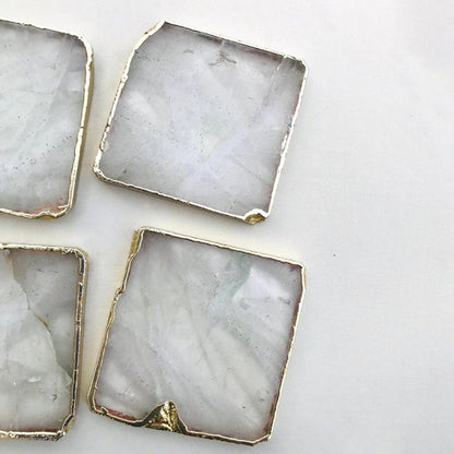 Clear Quartz/Gemstone/Semi-precious stone/Agate - Set of 4 large coasters/Personalised Momentos