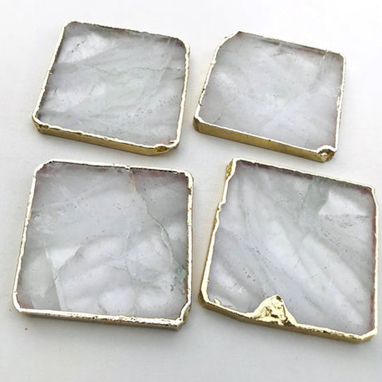 Clear Quartz/Gemstone/Semi-precious stone/Agate - Set of 4 large coasters/Personalised Momentos