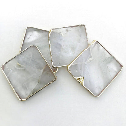 Clear Quartz/Gemstone/Semi-precious stone/Agate - Set of 4 large coasters/Personalised Momentos