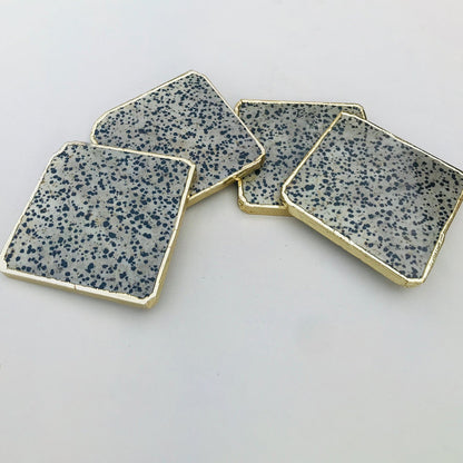 Dalmatian Jasper/Gemstone/Semi-precious stone/Agate - Set of 4 Large Coasters/Personalised Momentos