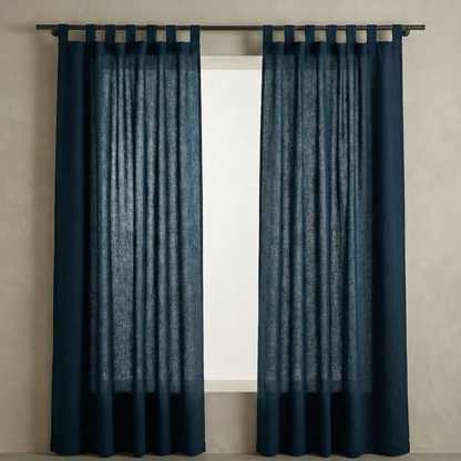 Viscose Linen Tab Top Curtain Panel – Light Filtering Semi Sheer Soft Viscose Linen Curtains (Single Panel)
