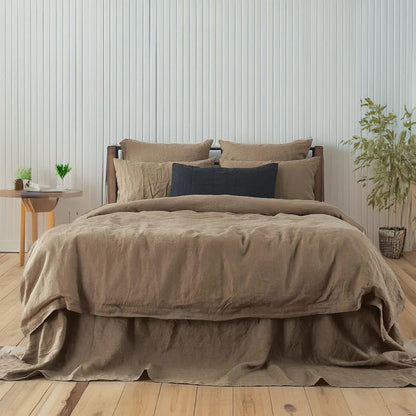 Dusty Brown - 100% Pure Linen | Linen Cotton Mix | 3 Piece Duvet Cover Set | 4 Piece Sheet Set | Handmade | Pre-washed | Soft