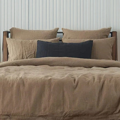 Dusty Brown - 100% Pure Linen | Linen Cotton Mix | 3 Piece Duvet Cover Set | 4 Piece Sheet Set | Handmade | Pre-washed | Soft