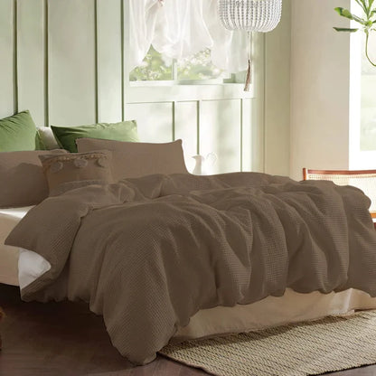 Waffle Weave Linen Cotton Mix Duvet Cover Set | 3 Piece Duvet Cover Set | Handmade