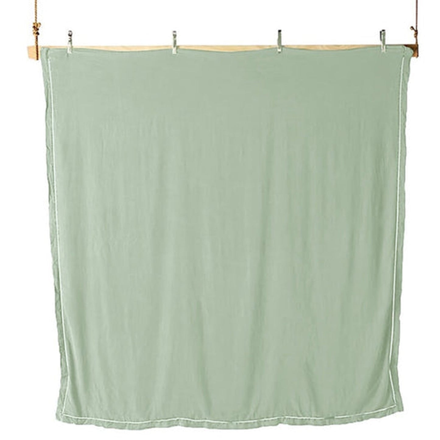 Embroidered Edge Sage Green 100% Pure Linen | Linen Cotton Mix | 3 Piece Duvet Cover Set | 4 Piece Sheet Set | Handmade | Pre-washed | Soft