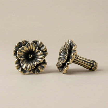 Antique Brass Flower Drawer Knobs