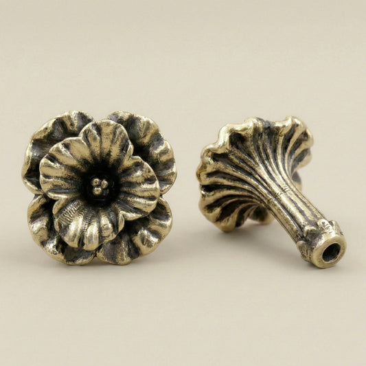 Antique Brass Flower Drawer Knobs