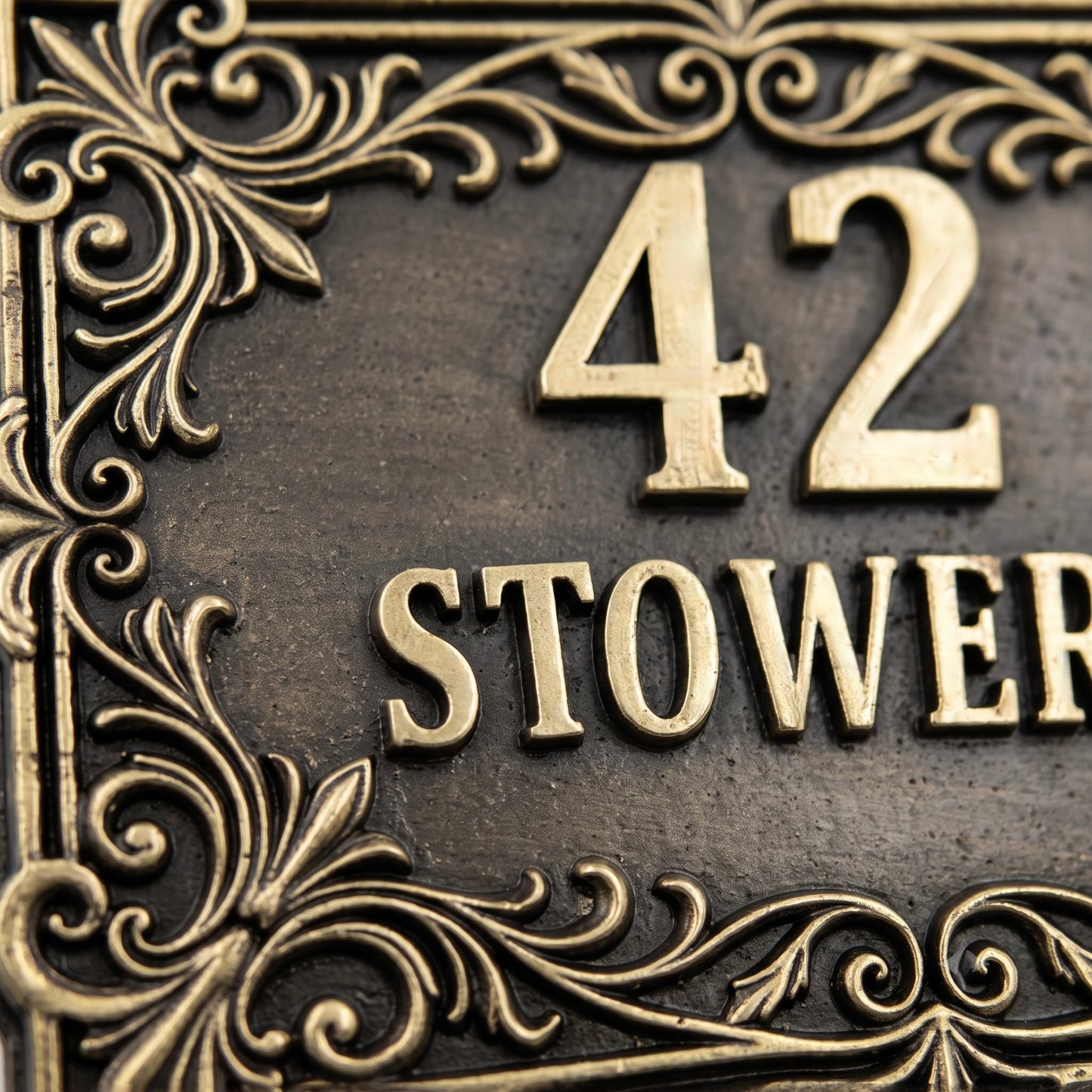 Victorian House Number Sign | Period-style lettering in antique brass
