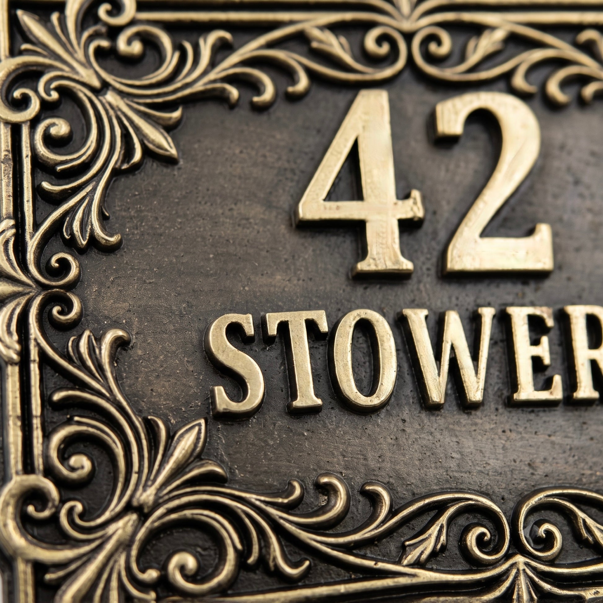 Victorian House Number Sign | Period-style lettering in antique brass