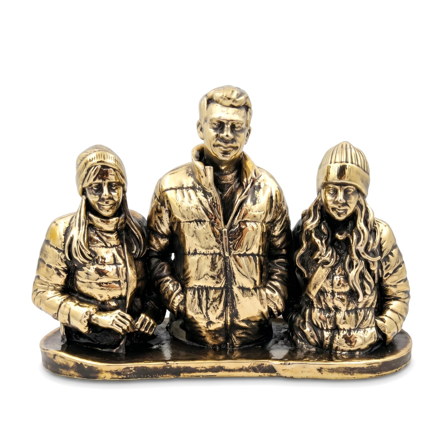 Custom Brass 3D Figurine from Photo | Personalized Metal Portrait Sculpture | Custom Family & Pet Statue
