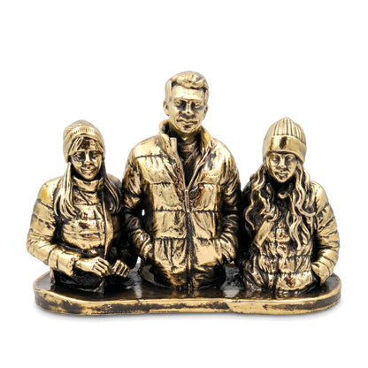 Custom Brass 3D Figurine from Photo | Personalized Metal Portrait Sculpture | Custom Family & Pet Statue