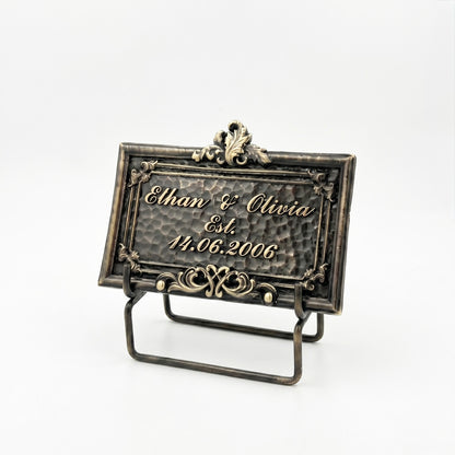 Family Name Plaque | Electroformed antique brass lettering
