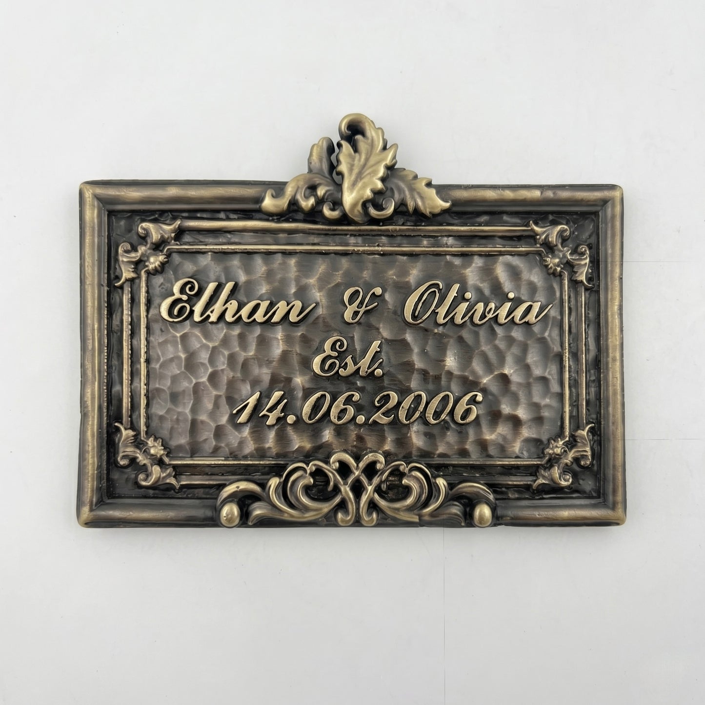 Personalized Family Name Plaque | Custom antique brass established sign, India